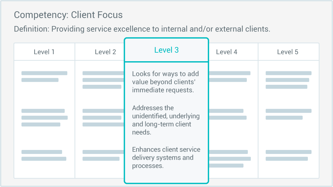 Screenshot of the Client Focus competency